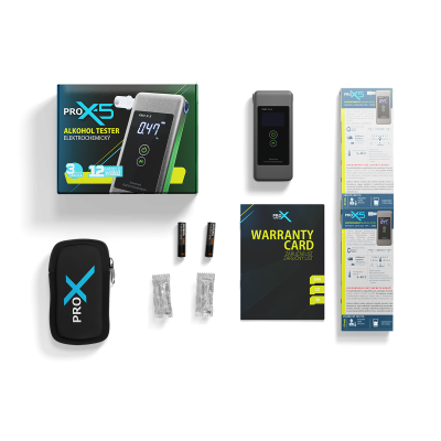Obsah balení Alkohol tester PRO-X 5